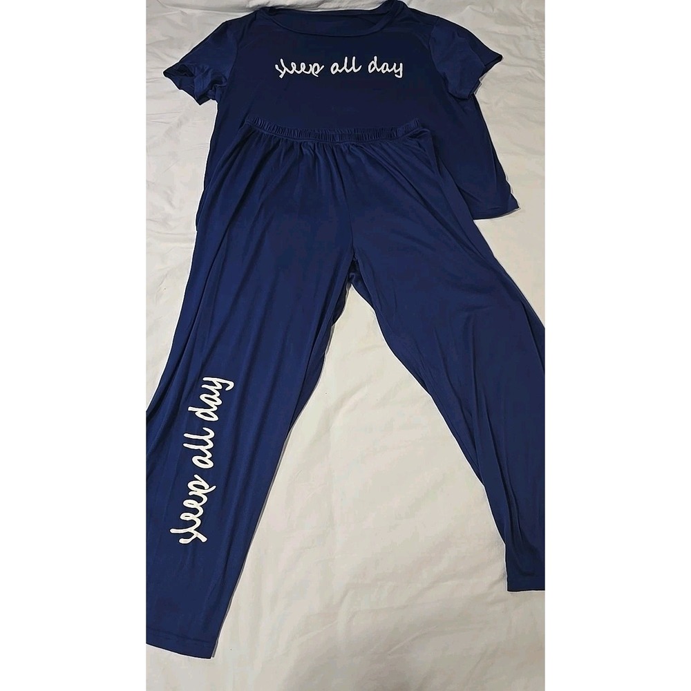 Women's 1XL Pajama Pants Set "Sleep All Day" Dark Blue